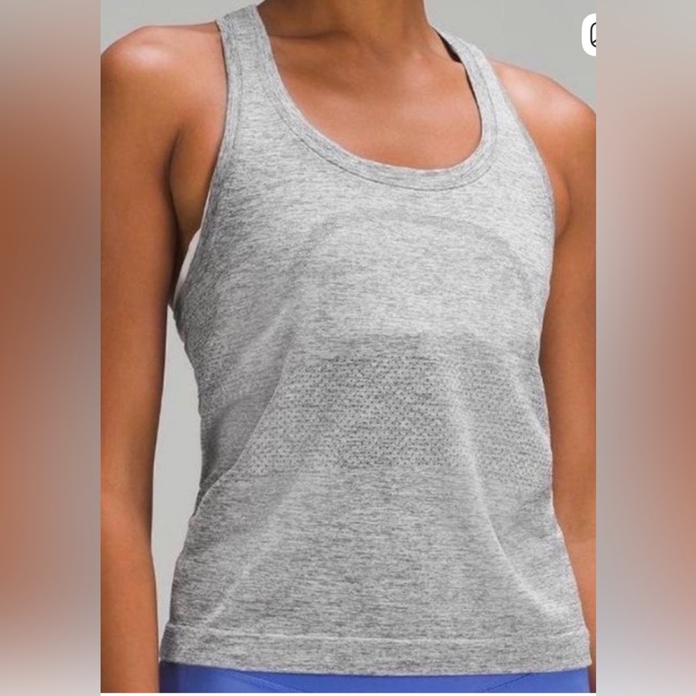 lululemon swiftly tech cropped racer tank in slate grey